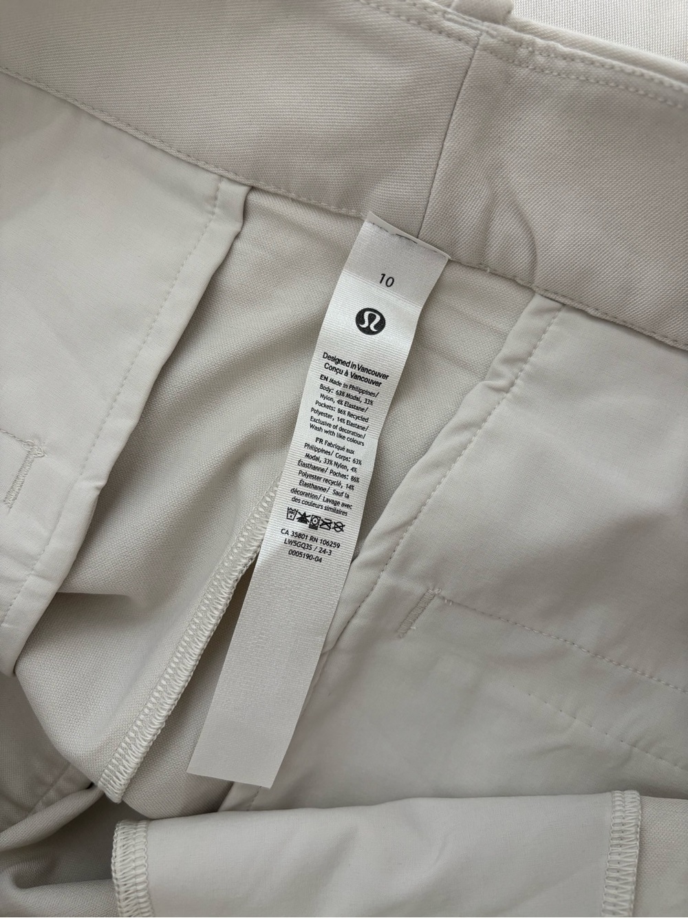 Lululemon Pleat-Front High-Rise Trouser *Regular Bone Size 10 Cropped - Picture 6 of 6